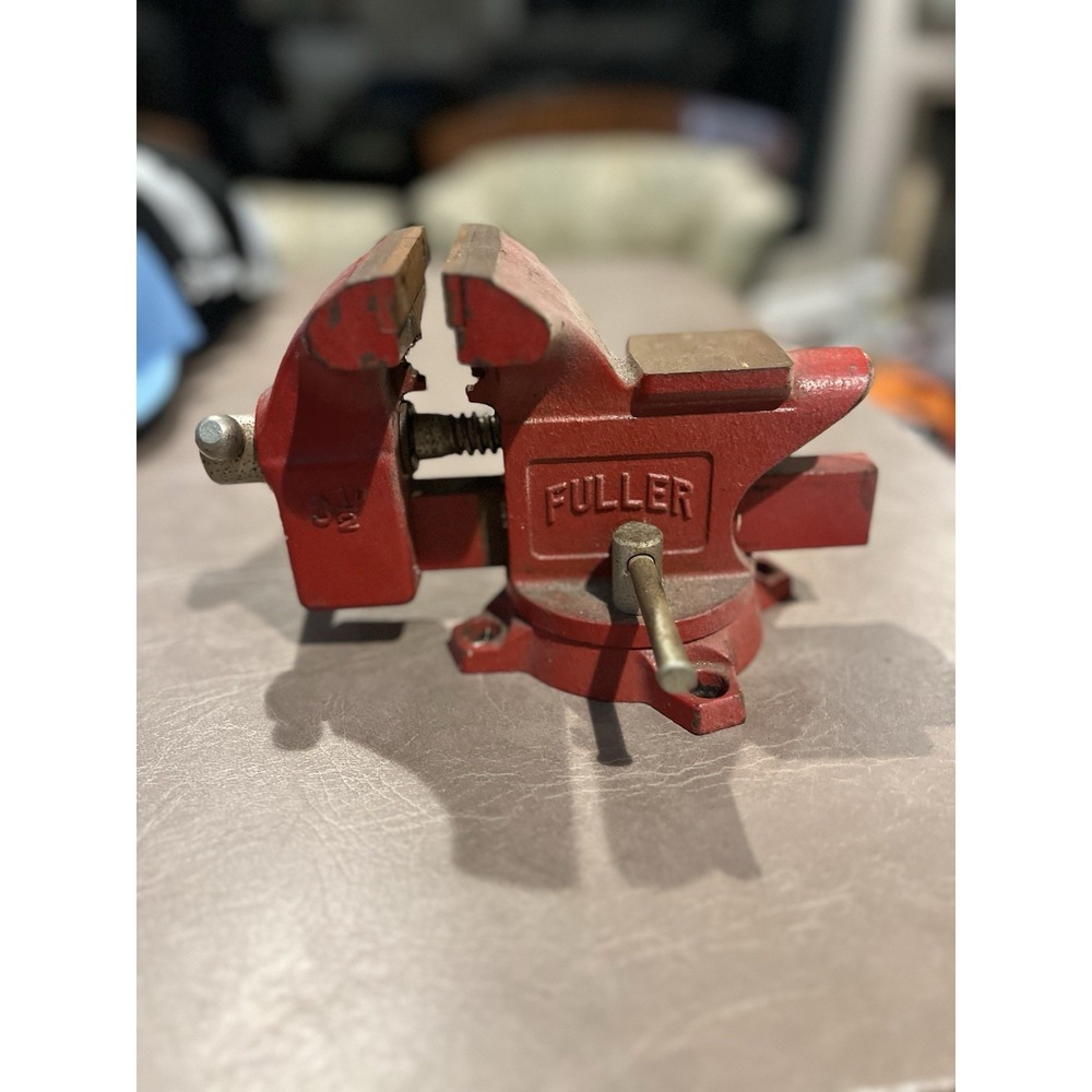 Vintage Fuller 3-1/2" Vise with Swivel Base & ANVIL Red Made in Japan